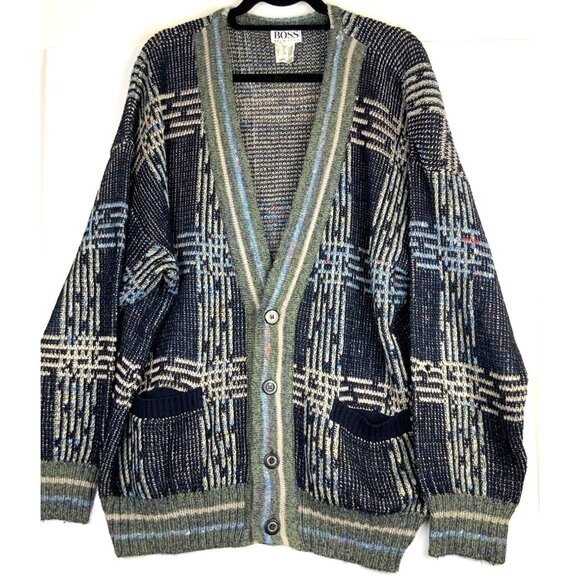 Hugo Boss mens oversized cardigan 58ch 31L flax linen cotton Germany - Picture 1 of 8